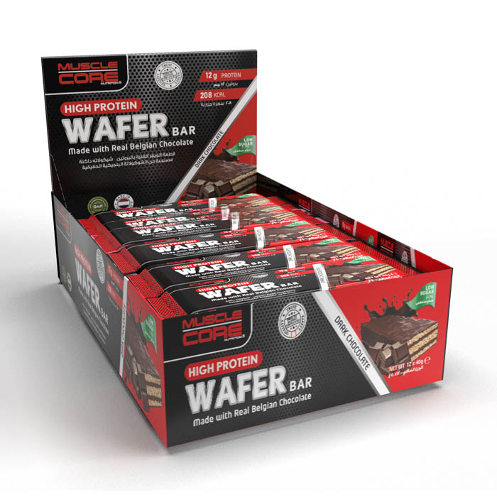 Buy Muscle Core High Protein Wafer Bar Dark Chocolate 40g Box Of 12